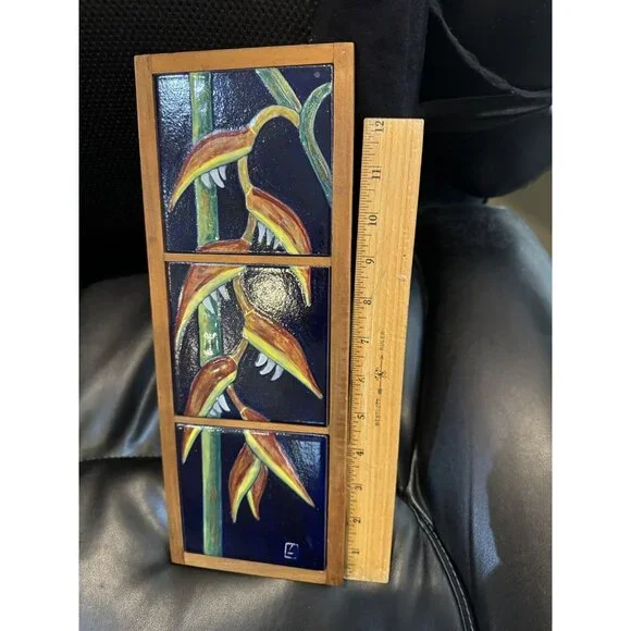 Bird of Paradise  Decorative Ceramic Art Tile 13x5 Art on Tiles Italy - Picture 4 of 5
